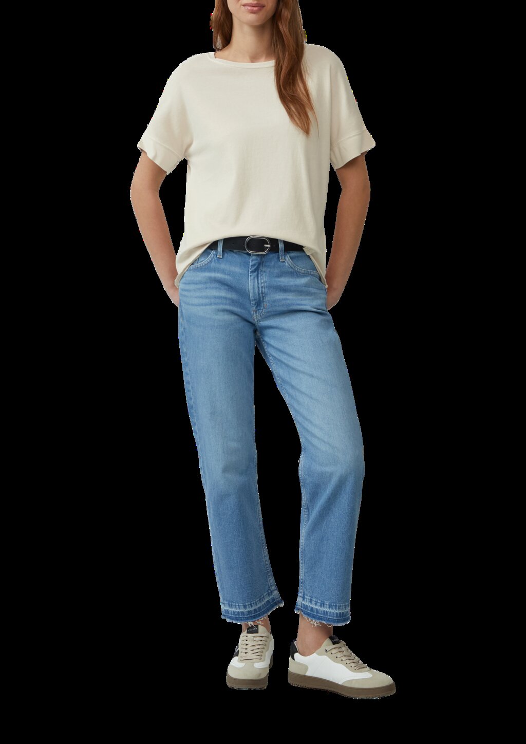 Gewaschenes T-Shirt mit Ziernähten im Relaxed Fit