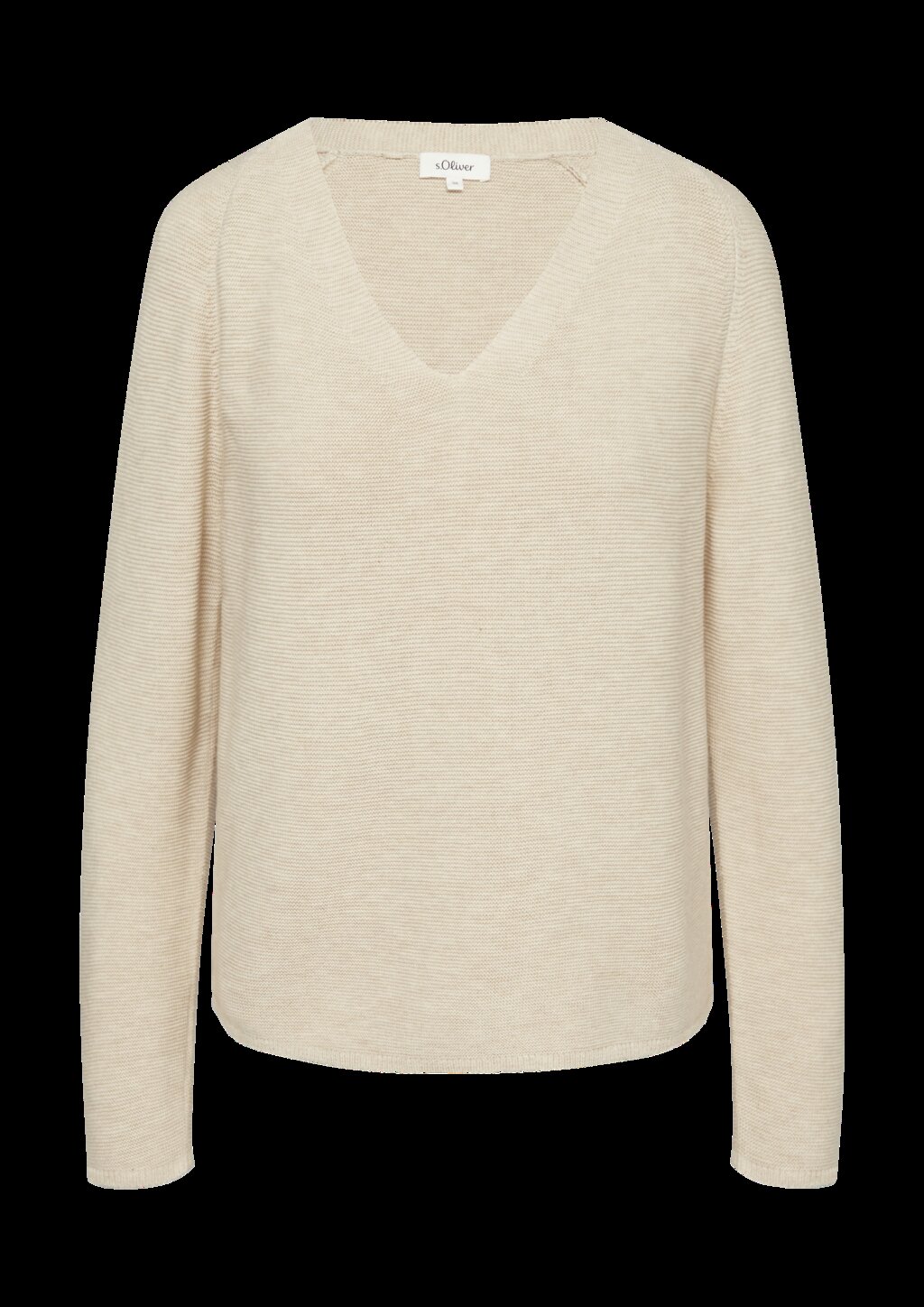 Gerippter Strickpullover aus Baumwollmix mit V-Ausschnitt