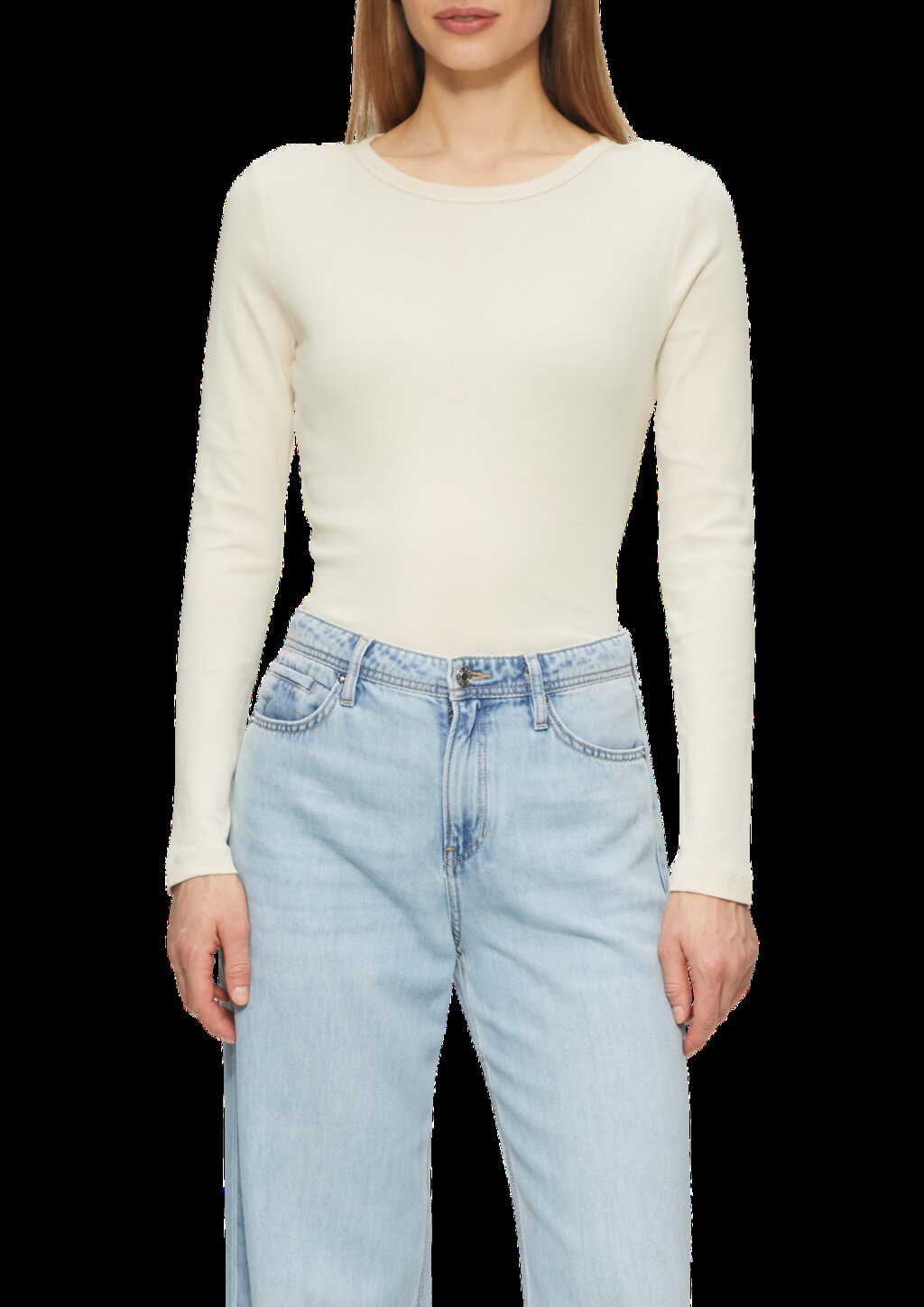 Baumwoll-Longsleeve im Slim Fit