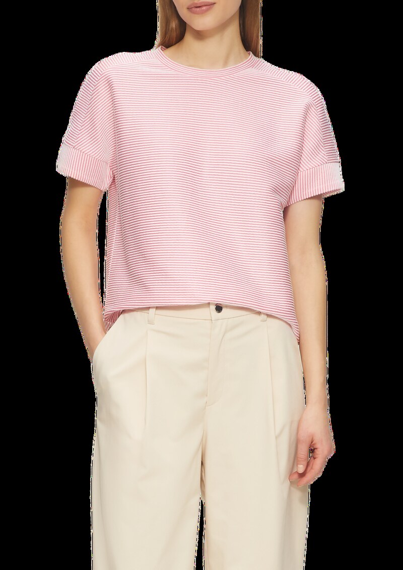 T-Shirt mit Strukturstreifen im Relaxed Fit