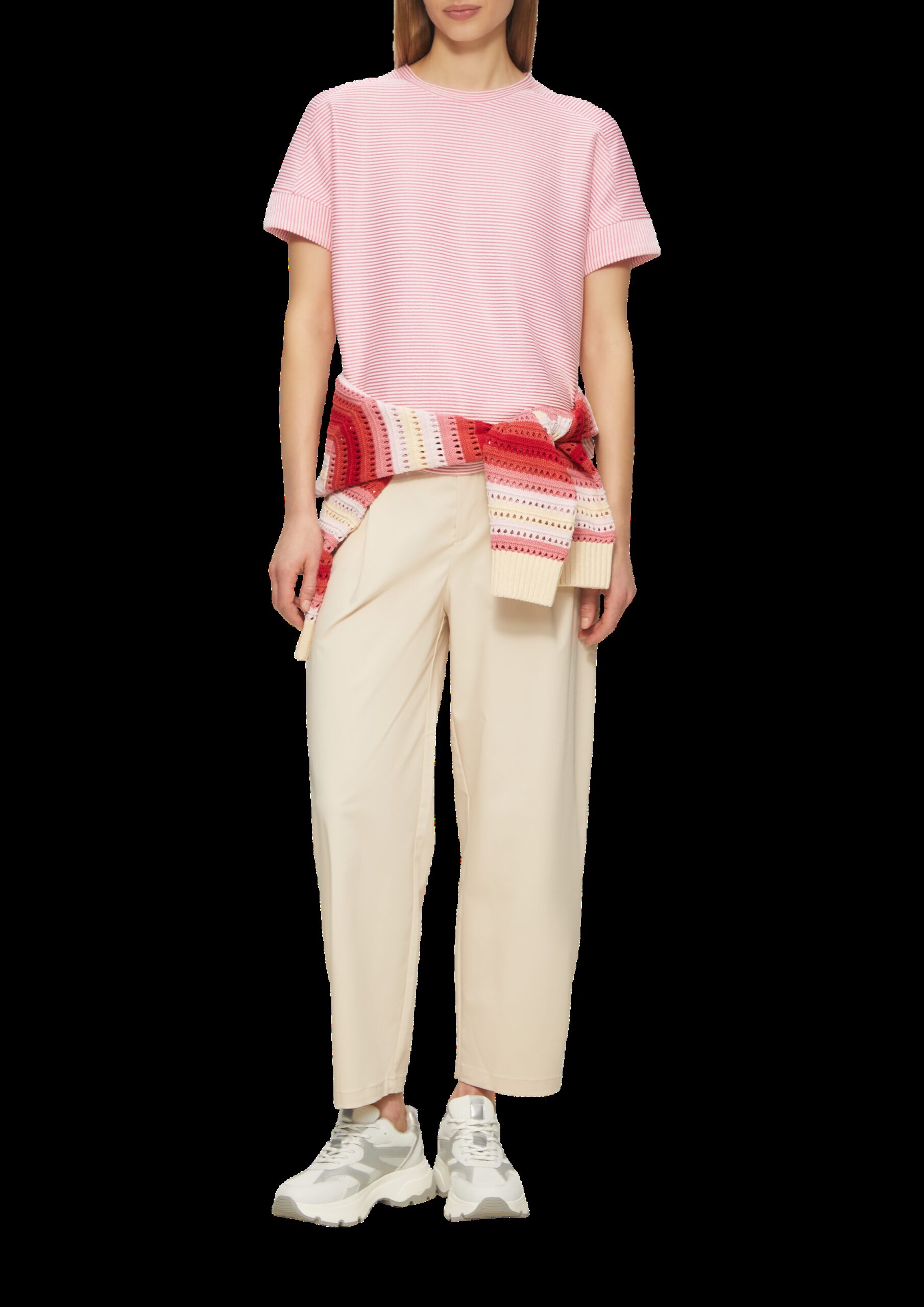 T-Shirt mit Strukturstreifen im Relaxed Fit