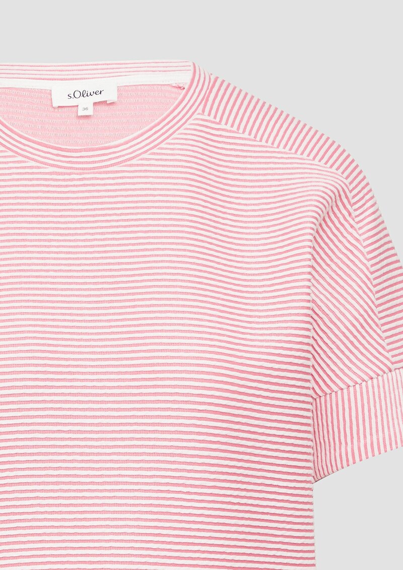 T-Shirt mit Strukturstreifen im Relaxed Fit