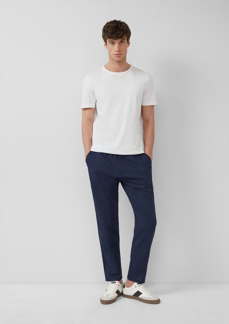 Detroit: Relaxed-Fit-Chino aus Leinenmix mit Elastikbund