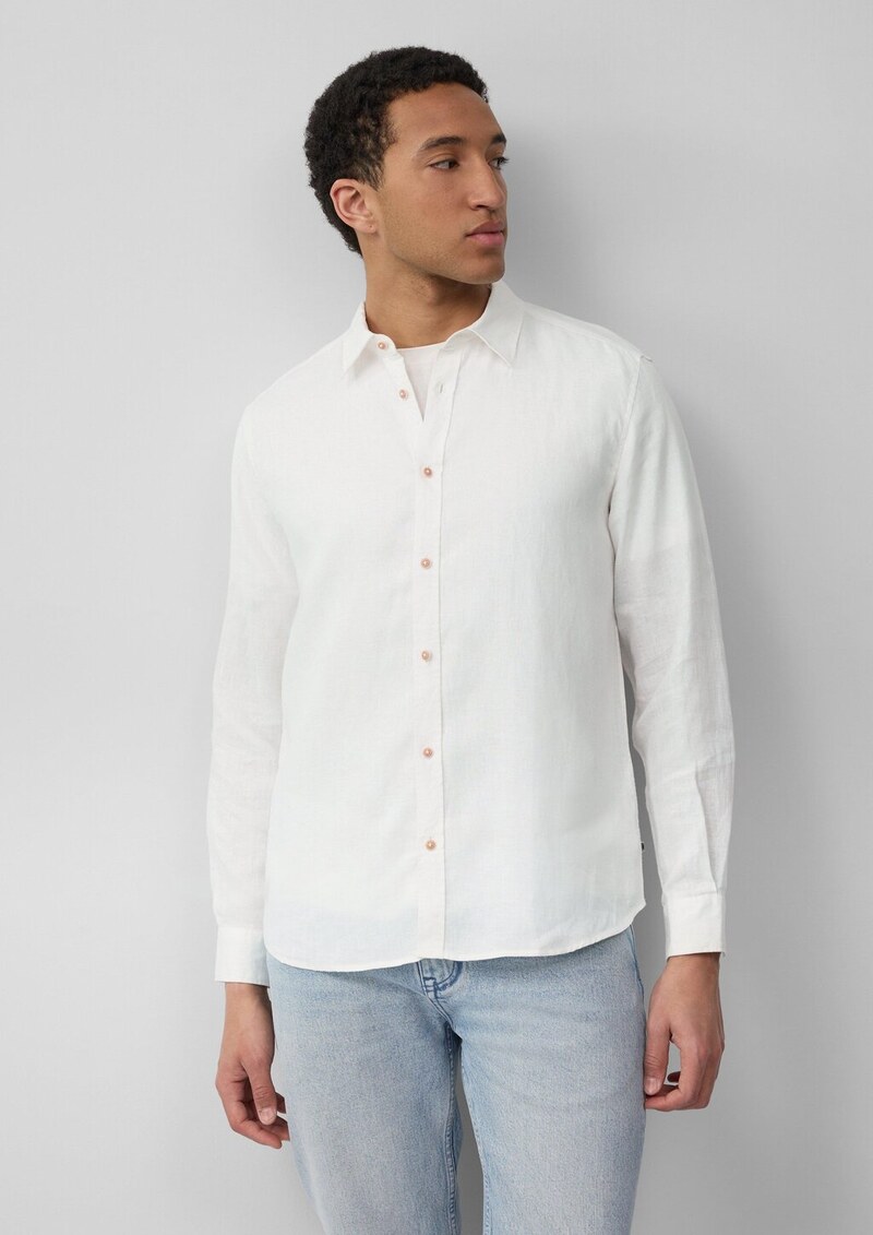 Regular Fit: Langarmhemd aus Leinen