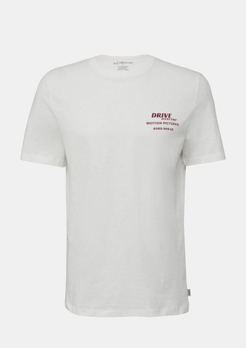 T-Shirt mit Flammgarnstruktur und Rückenprint