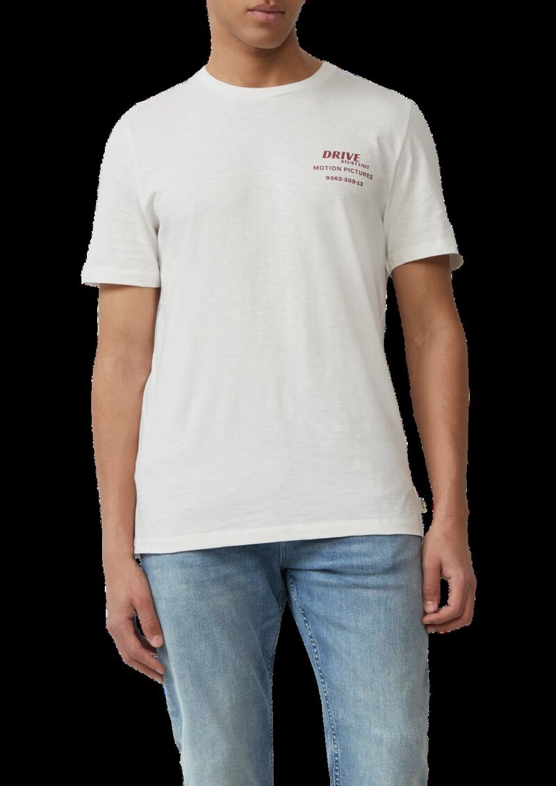 T-Shirt mit Flammgarnstruktur und Rückenprint