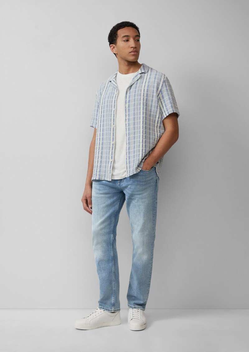 T-Shirt mit Flammgarnstruktur und Rückenprint