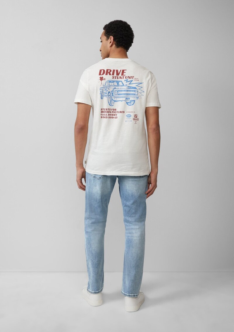 T-Shirt mit Flammgarnstruktur und Rückenprint