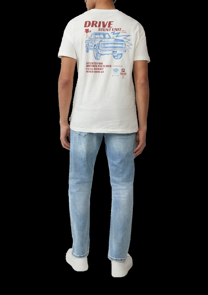 T-Shirt mit Flammgarnstruktur und Rückenprint