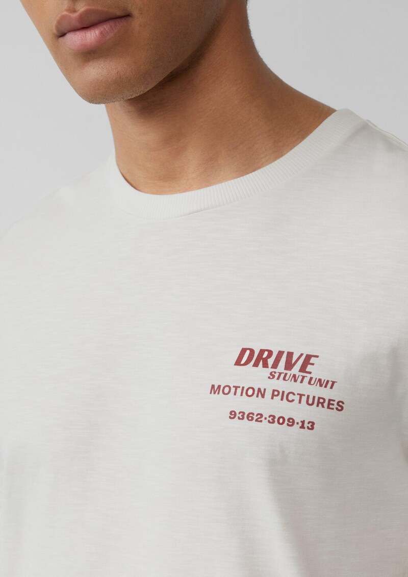 T-Shirt mit Flammgarnstruktur und Rückenprint