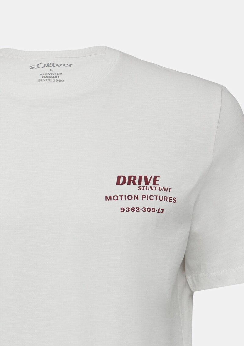 T-Shirt mit Flammgarnstruktur und Rückenprint