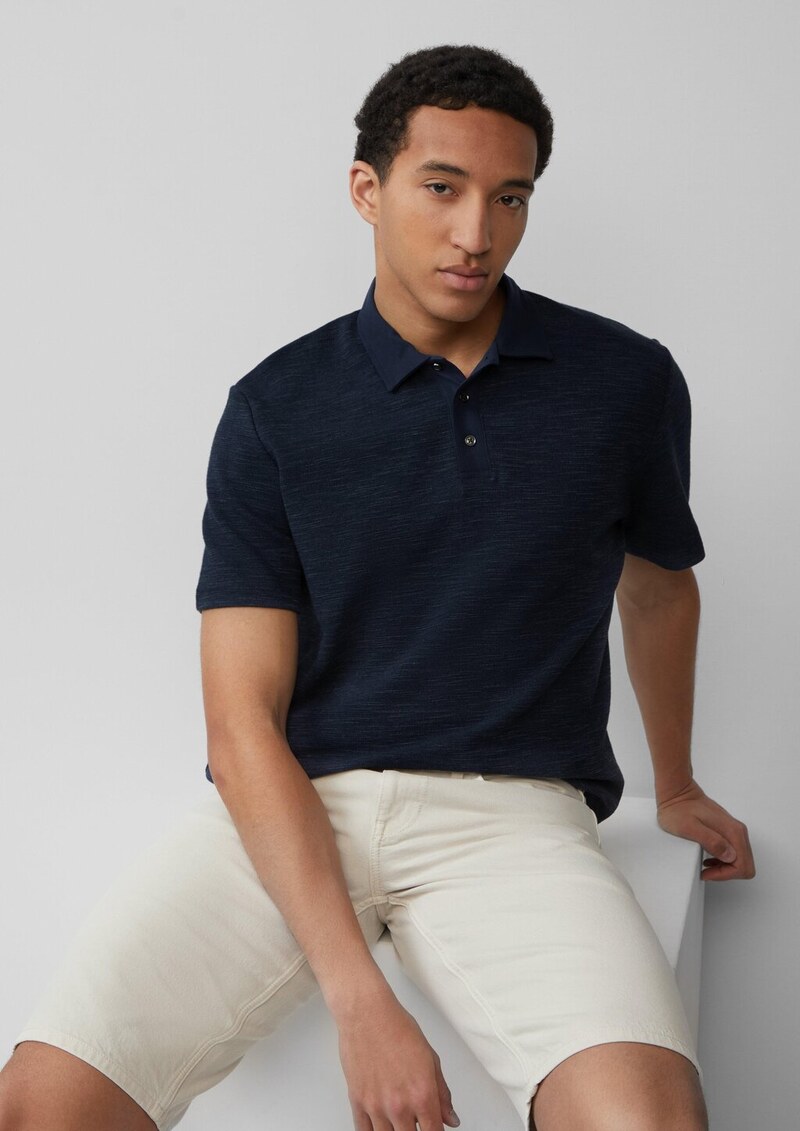 Strukturiertes Poloshirt aus Baumwollmix