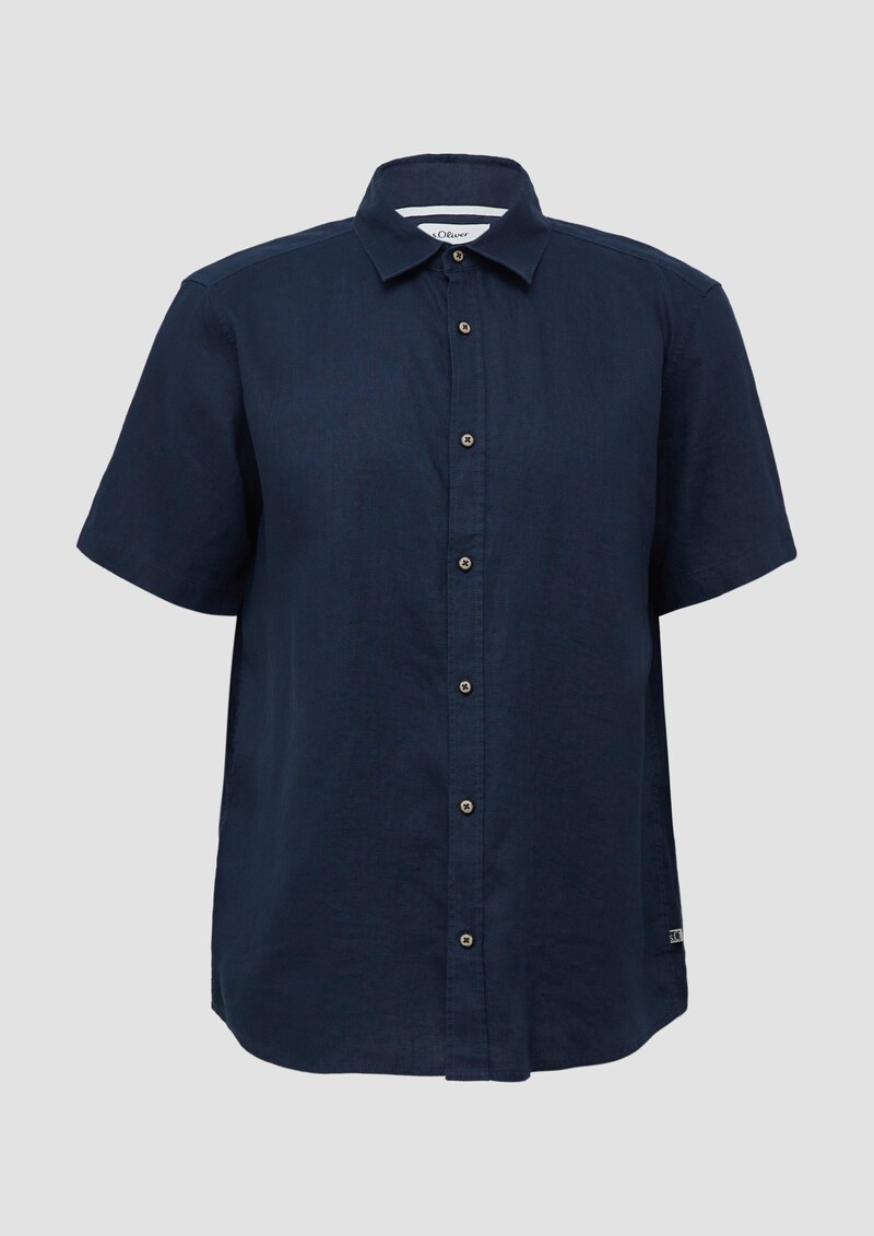 Regular Fit: Leichtes Kurzarmhemd aus 100% Leinen