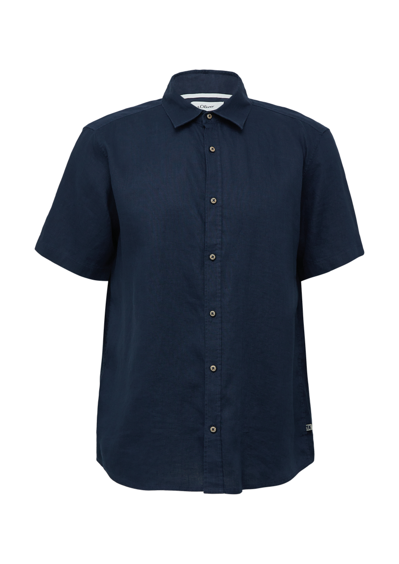 Regular Fit: Leichtes Kurzarmhemd aus 100% Leinen