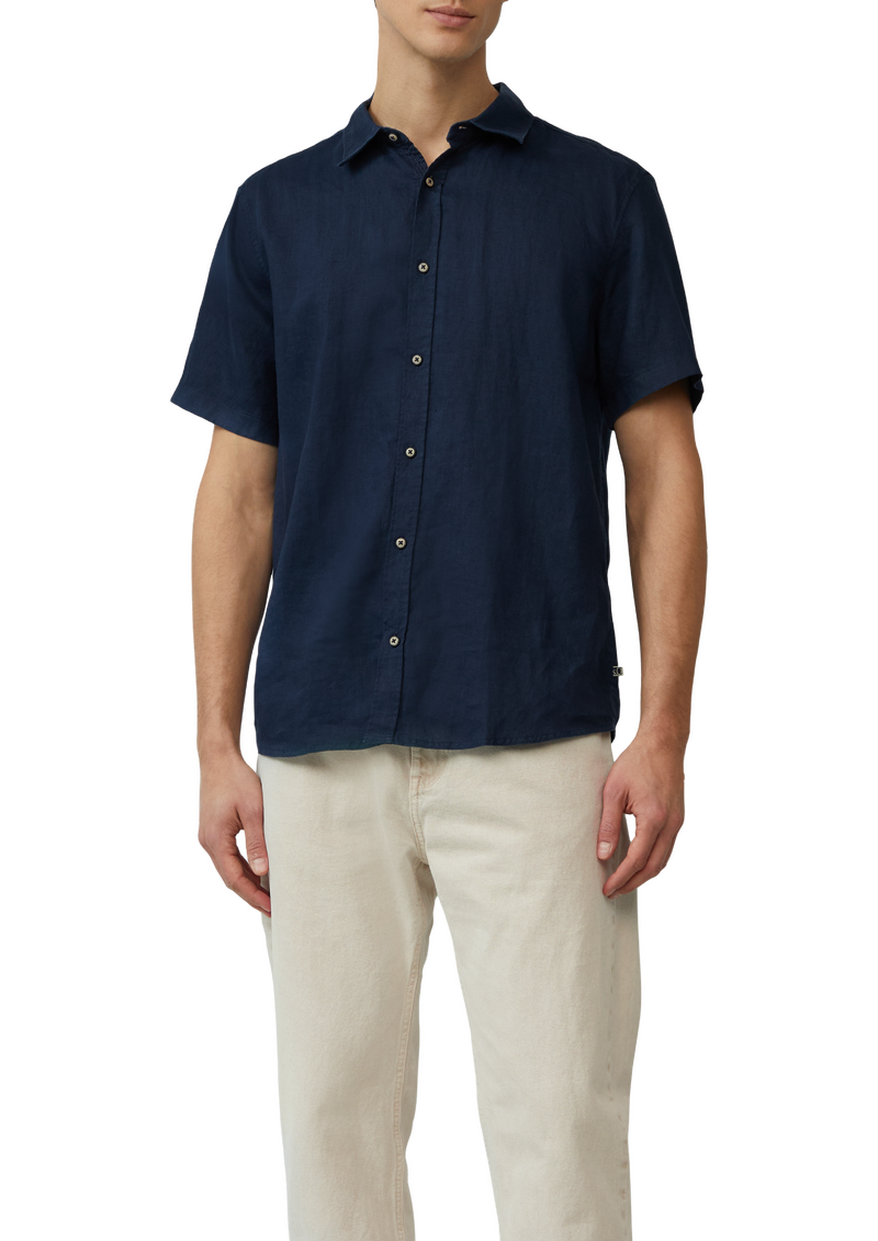 Regular Fit: Leichtes Kurzarmhemd aus 100% Leinen