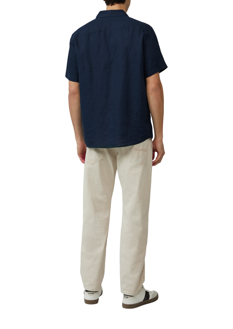 Regular Fit: Leichtes Kurzarmhemd aus 100% Leinen