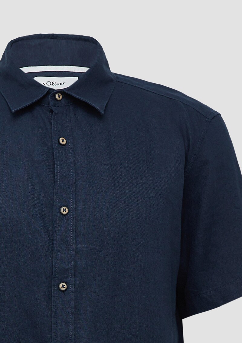 Regular Fit: Leichtes Kurzarmhemd aus 100% Leinen