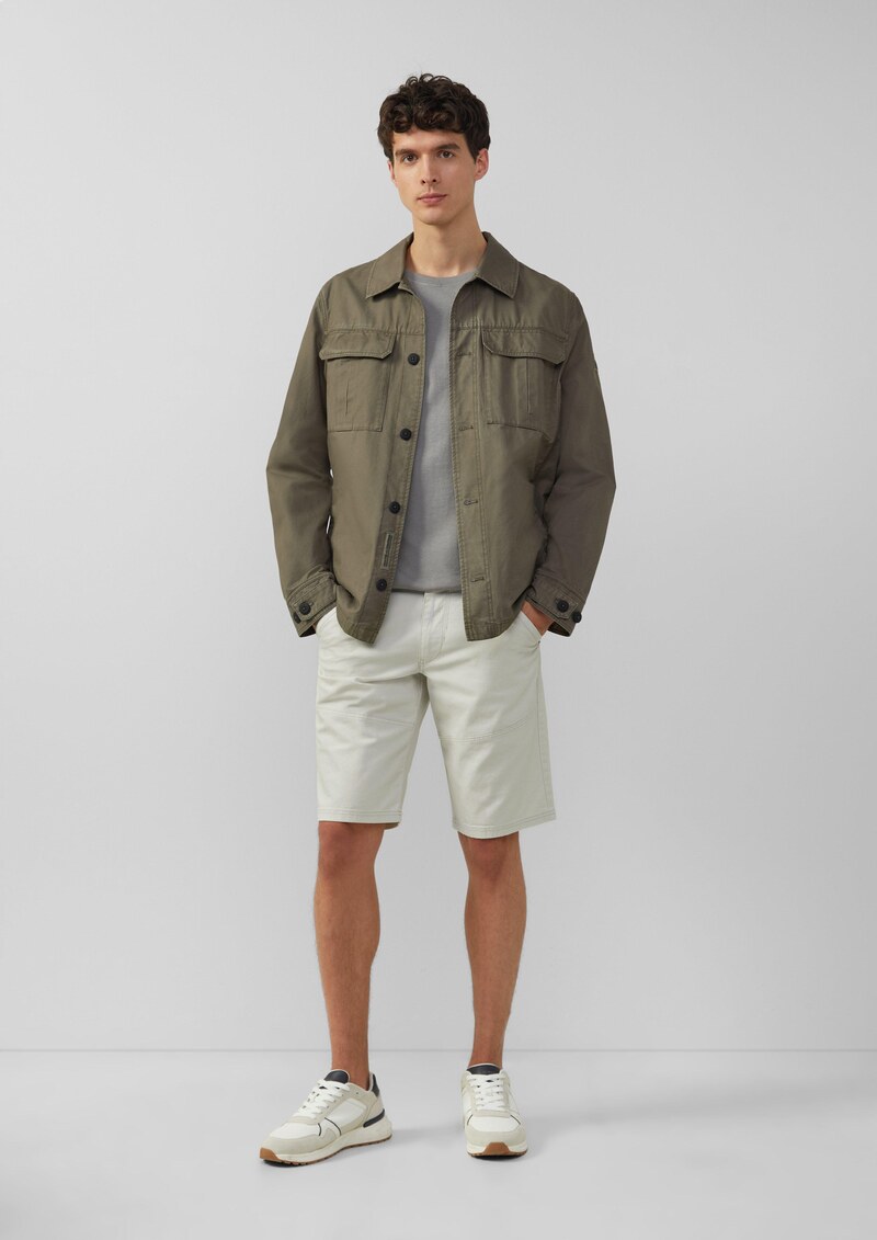 Baumwoll-Bermuda aus Canvas mit Naht-Details