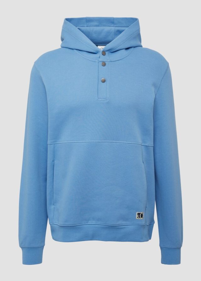 Strukturierter Hoodie mit Druckknöpfen und Kängurutasche