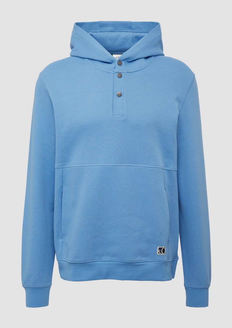 Strukturierter Hoodie mit Druckknöpfen und Kängurutasche