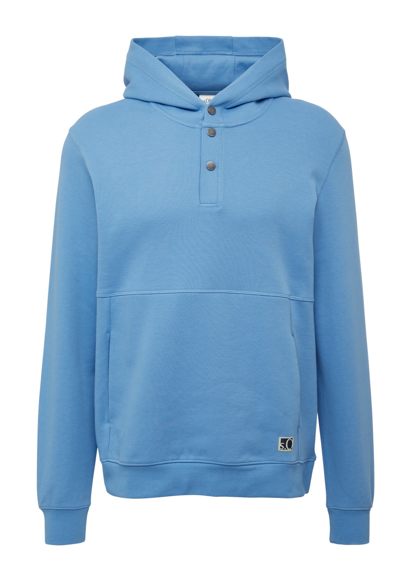 Strukturierter Hoodie mit Druckknöpfen und Kängurutasche