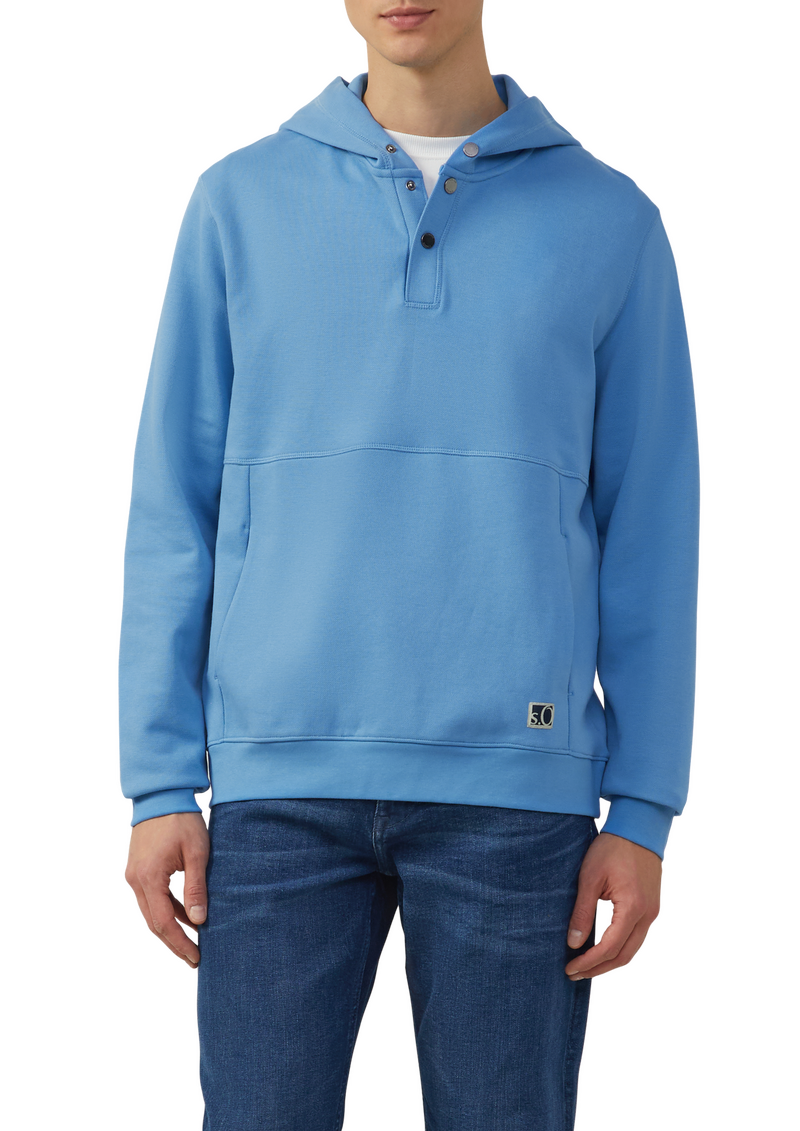 Strukturierter Hoodie mit Druckknöpfen und Kängurutasche