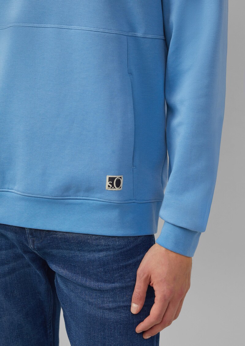 Strukturierter Hoodie mit Druckknöpfen und Kängurutasche