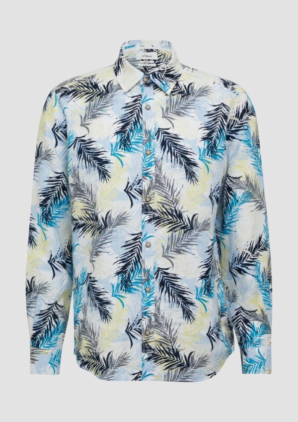 Regular Fit: Leinenhemd mit All-over-Print