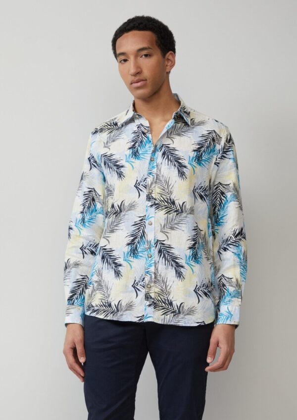 Regular Fit: Leinenhemd mit All-over-Print