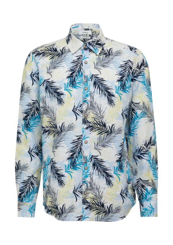 Regular Fit: Leinenhemd mit All-over-Print