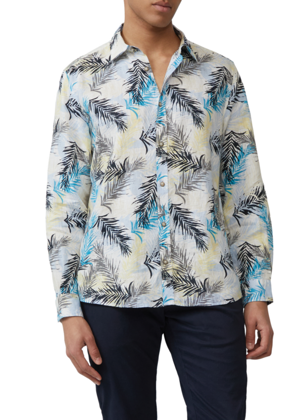 Regular Fit: Leinenhemd mit All-over-Print