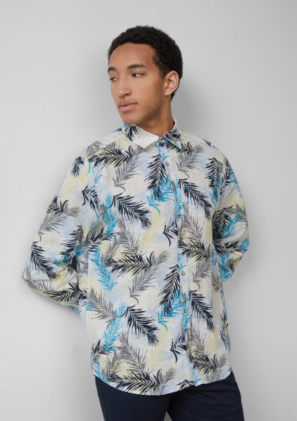 Regular Fit: Leinenhemd mit All-over-Print