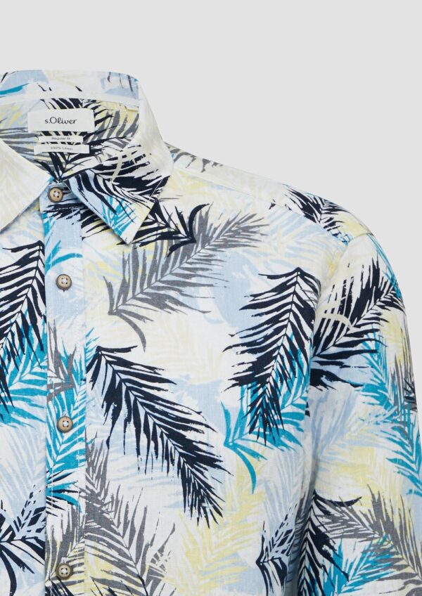 Regular Fit: Leinenhemd mit All-over-Print