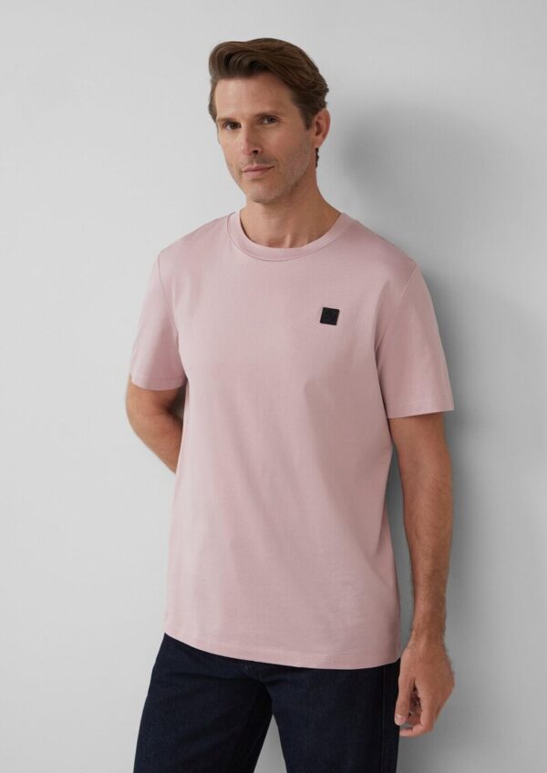 T-Shirt aus merzerisierter Baumwolle mit Label-Patch