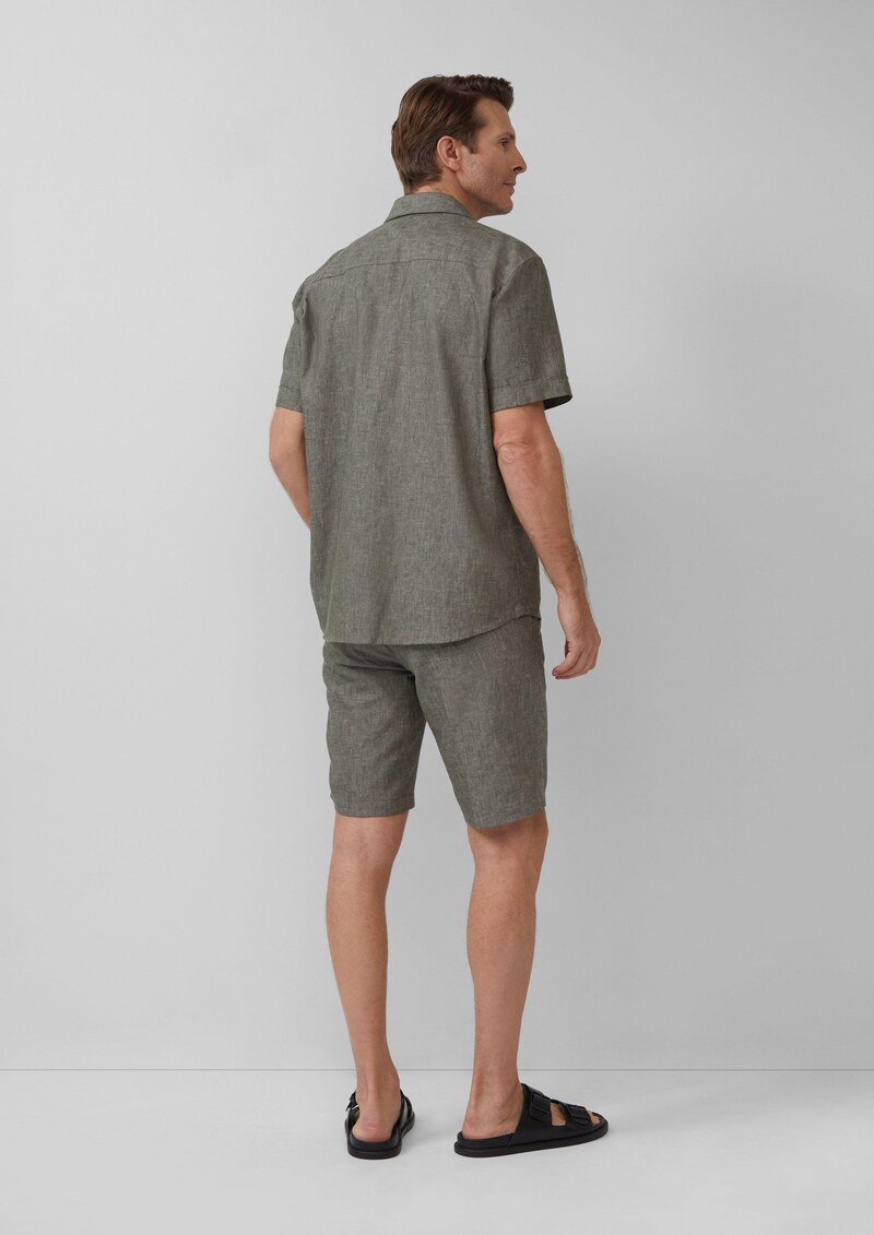 Regular Fit: Kurzarmhemd aus Leinenmix