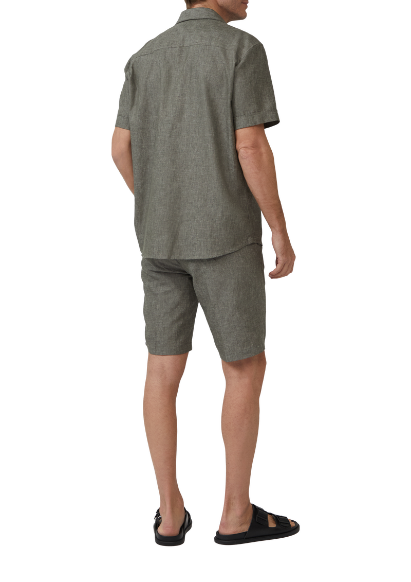 Regular Fit: Kurzarmhemd aus Leinenmix