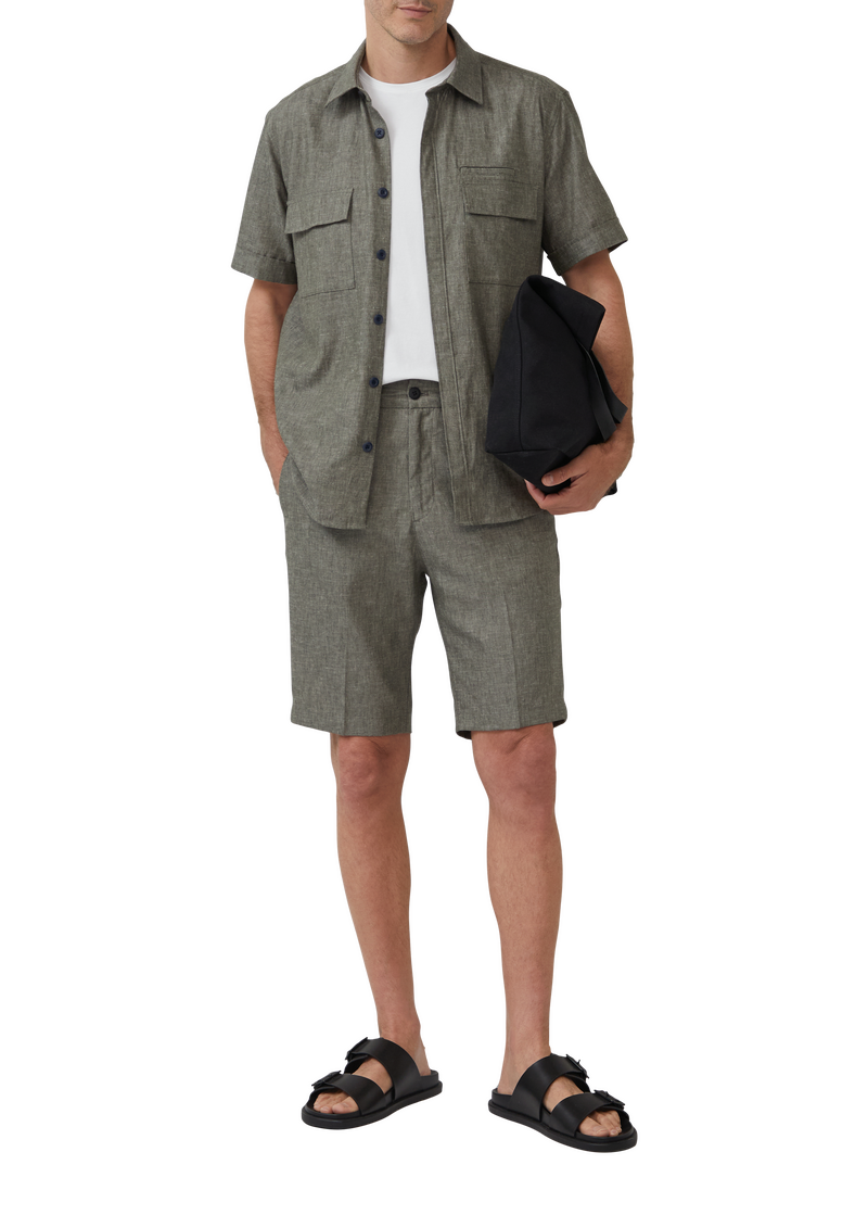 Regular Fit: Kurzarmhemd aus Leinenmix