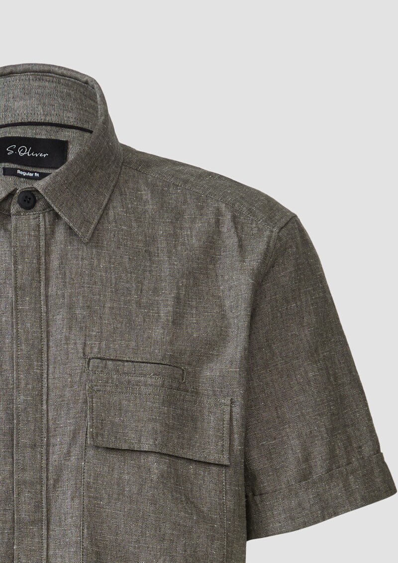 Regular Fit: Kurzarmhemd aus Leinenmix