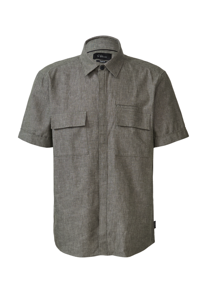 Regular Fit: Kurzarmhemd aus Leinenmix