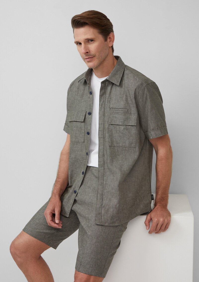 Regular Fit: Kurzarmhemd aus Leinenmix