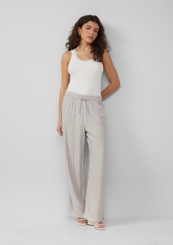 Leinenmixhose mit Glitzerstreifen