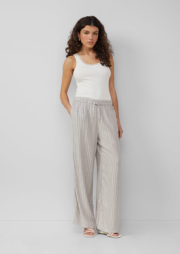 Leinenmixhose mit Glitzerstreifen