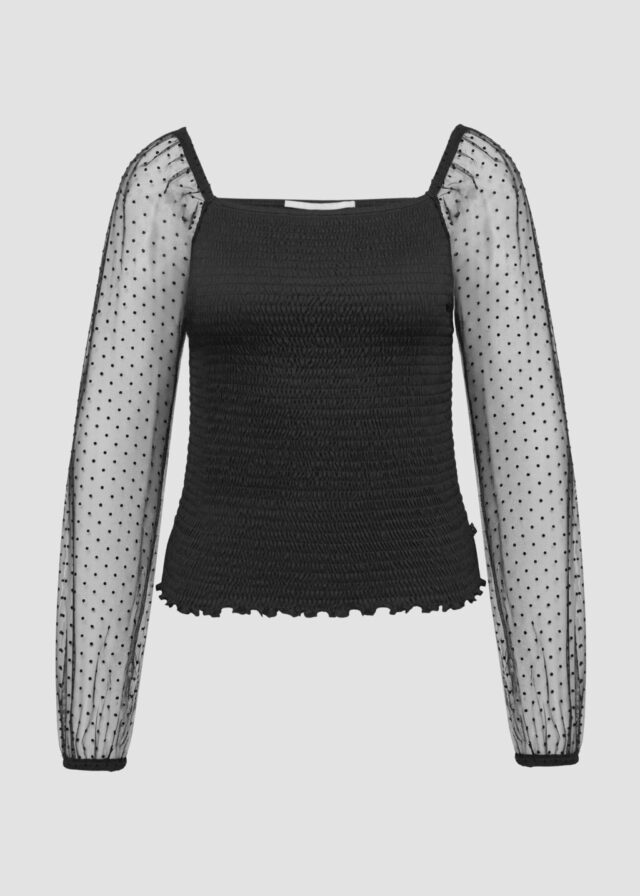 Smok-Shirt mit Tüllärmeln