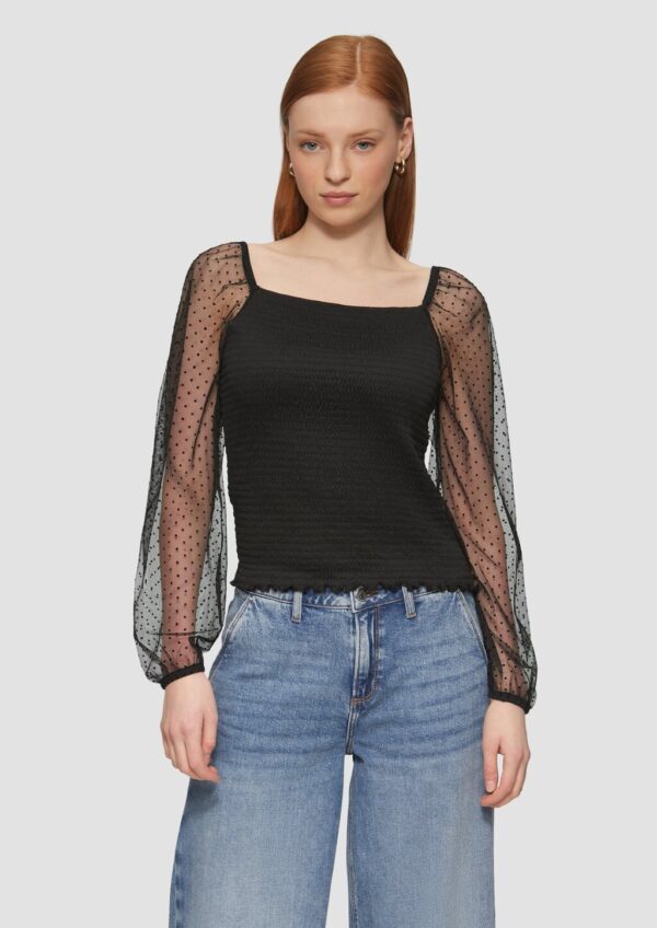 Smok-Shirt mit Tüllärmeln