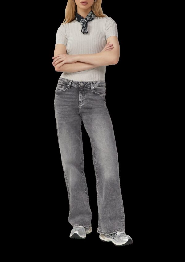 Leicht transparentes Rippshirt im Metallic-Look