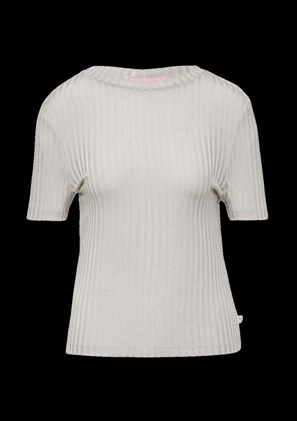 Leicht transparentes Rippshirt im Metallic-Look
