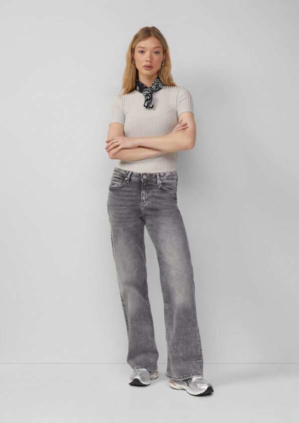 Leicht transparentes Rippshirt im Metallic-Look