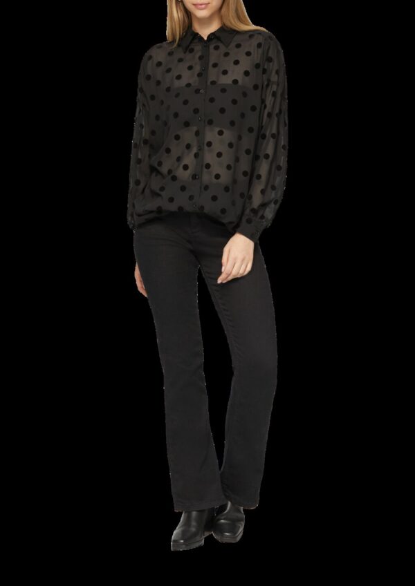 Transparente Longbluse mit seitlichen Schlitzen