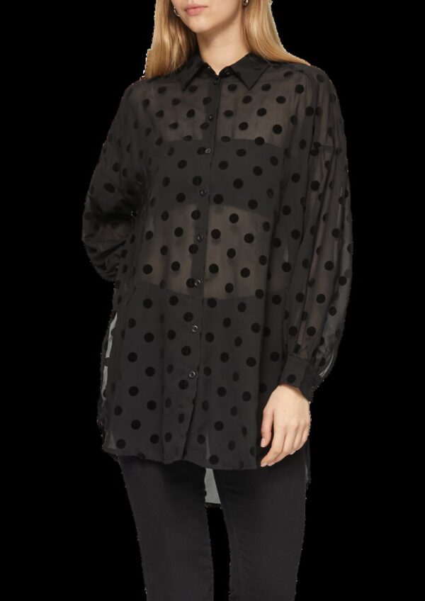 Transparente Longbluse mit seitlichen Schlitzen