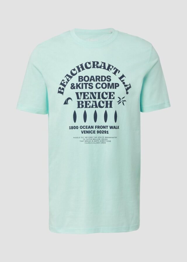 Baumwoll-T-Shirt mit Crewneck und Artwork